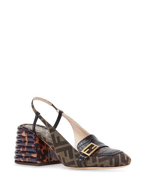 fendi ff slingback loafers in black|fendi slingback heels.